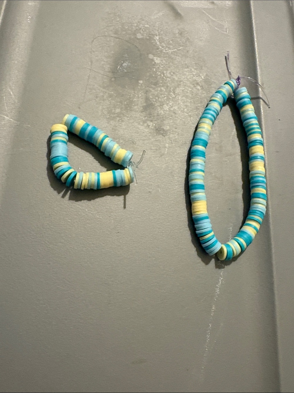 Colorful Turquoise & Yellow Heishi Disk Bead Bracelet and ring set